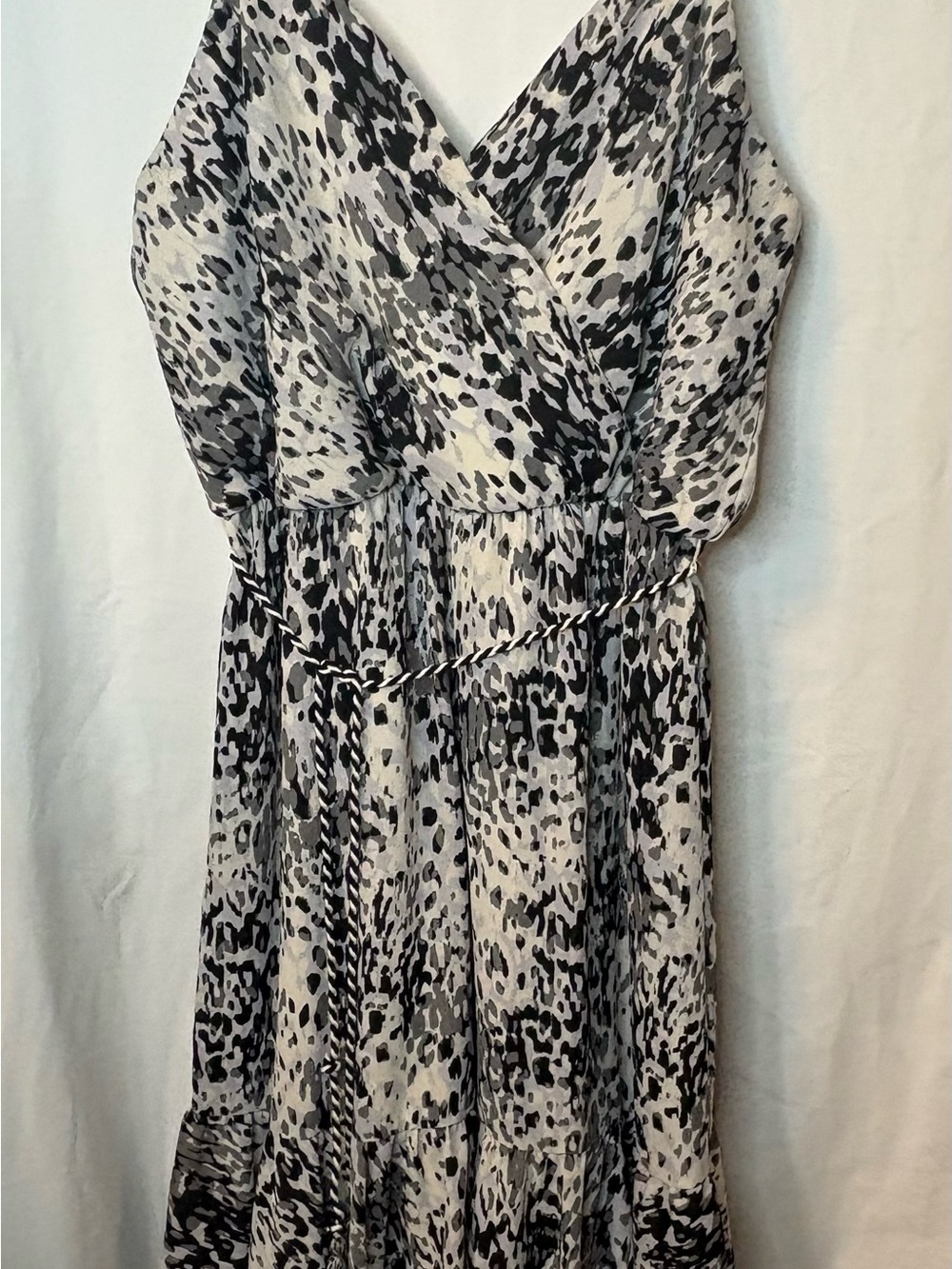 Luxology Black and White Animal-Print Maxi Dress